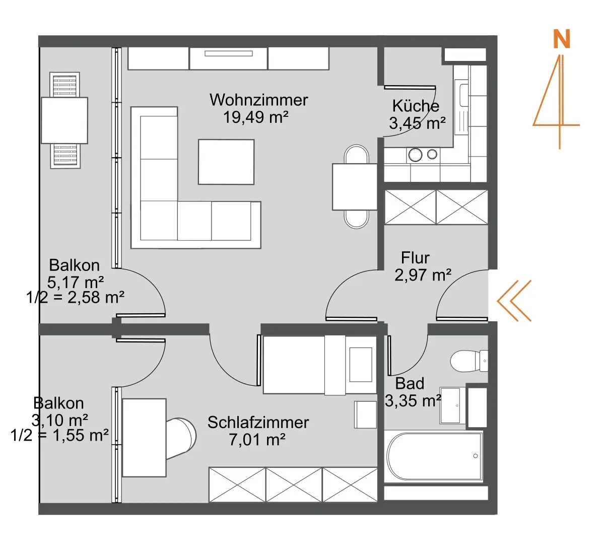 Whg. 104 - (Grundriss)